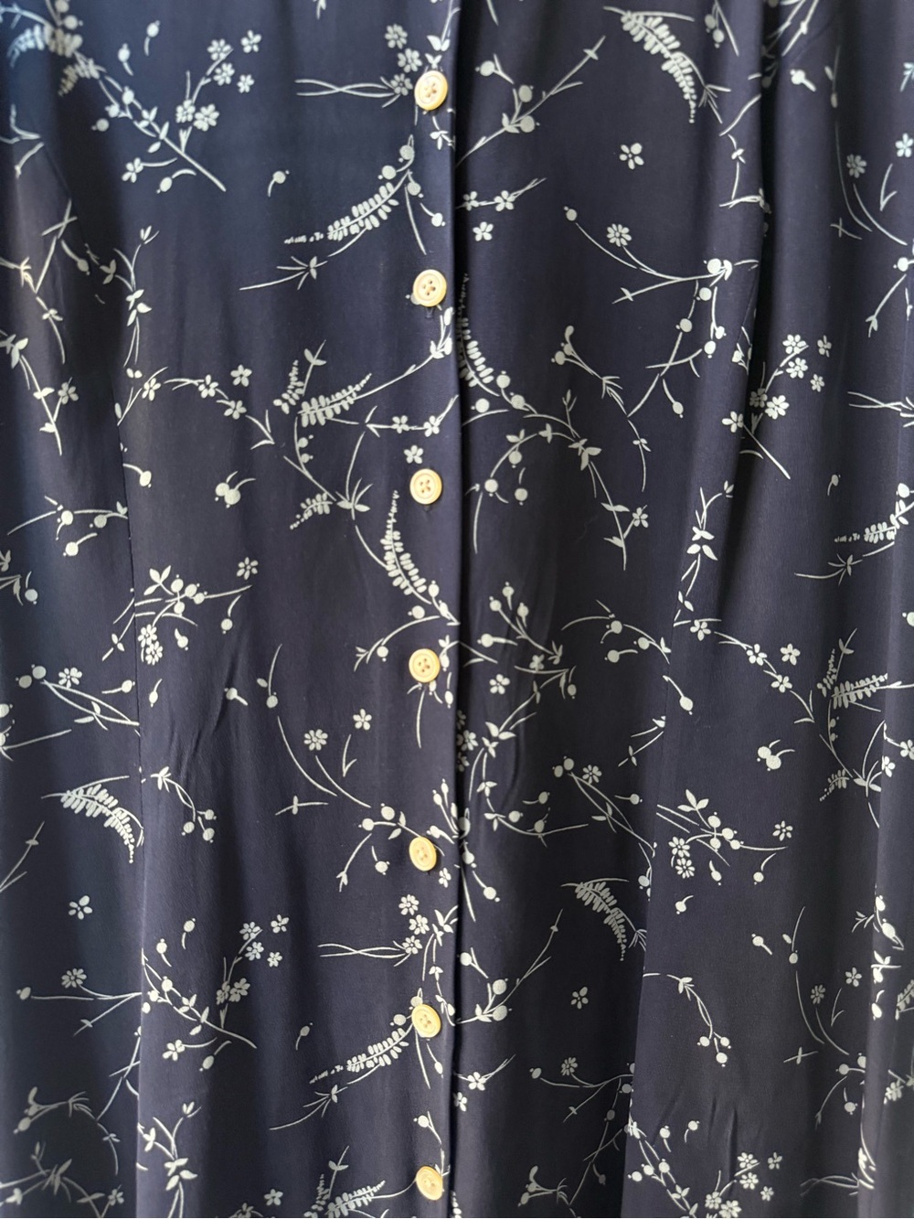 Lauren Ralph Lauren 100% Silk Navy Floral Button-Down Maxi Shirt Dress - Picture 5 of 6